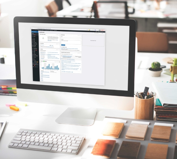 computer screen with WordPress dashboard displayed