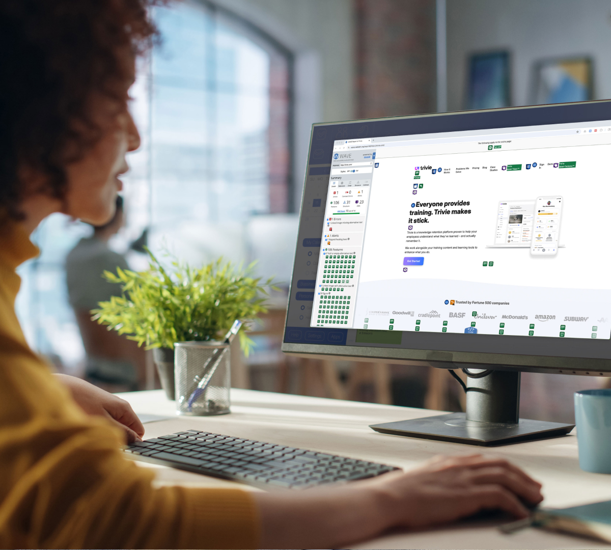woman viewing WebAim website accessibility report